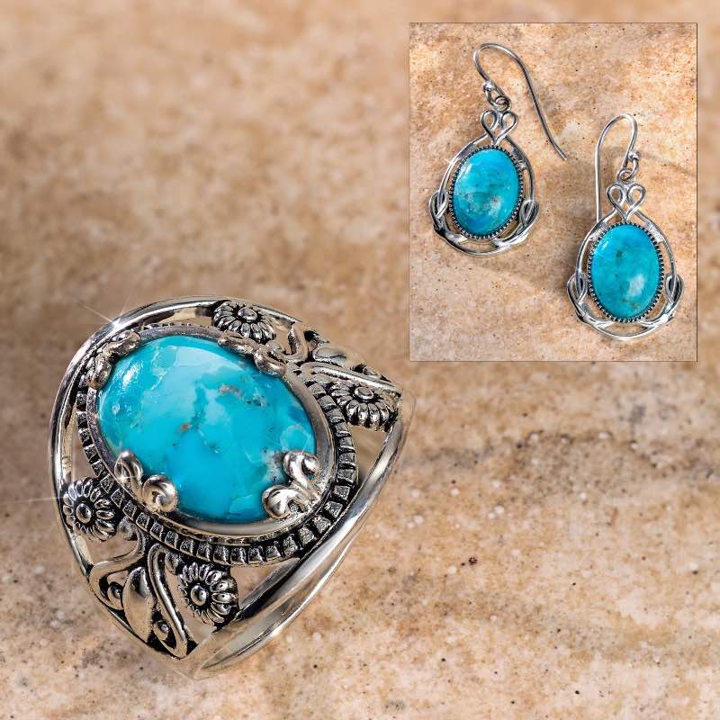 Turquoise Spirit Ring & Earrings Set